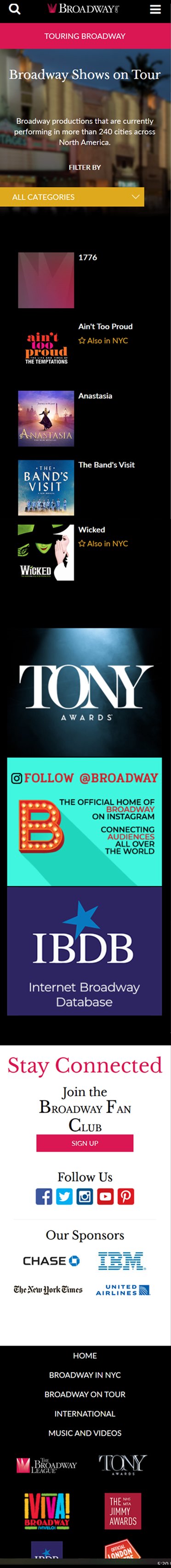 Broadway website at 372 pixels